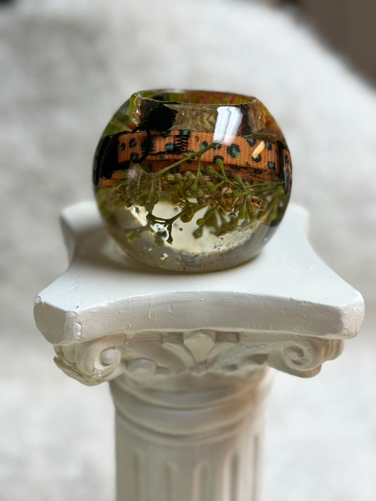 Floral Resin Candle Holder