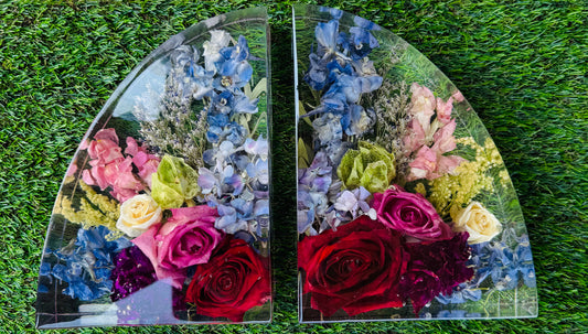 Resin Floral Bookends Set