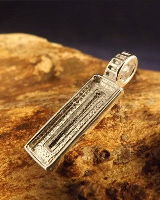 Silver Oblong Pendant Setting For Stone approx 18x6 mm