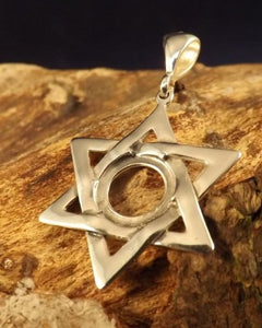 Silver star of david pendant for 10mm cabochon