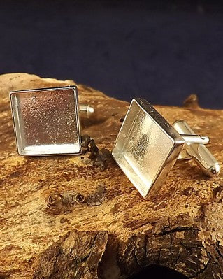 Square Cufflink Setting For 14.5mm Stone