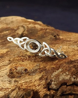 Silver Celtic Brooch Unset To Fit 7x5 Cabochon