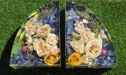 Resin Floral Bookends Set