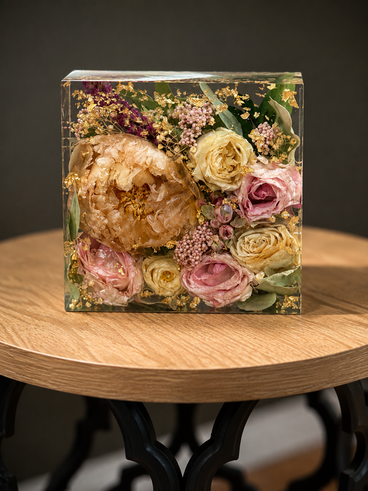 8in Resin Floral Block