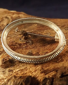 Rope Edge Unset Silver Brooch For Cabochon Also In Gold