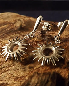 Silver Sun Drop Earrings For 6mm Cabochon