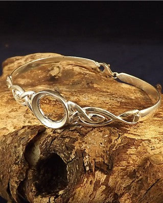 Silver Celtic Bangle Setting For 14mm Cabochon