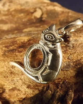 Silver Cat Pendant Mount For Setting 10x8 Cabochon