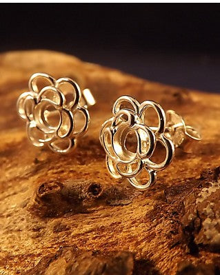 Silver Flower Style StudsTto Fit Cabochon 4mm