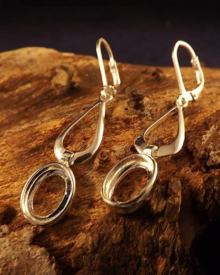 Silver Drop Earring For 10x8 Cabochon