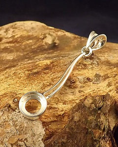 Long Silver Pendant Setting For 8mm Cabochon