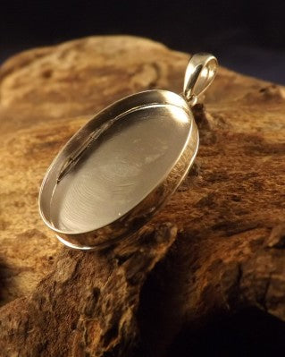 Silver Locket For Stone or Resin 22x15