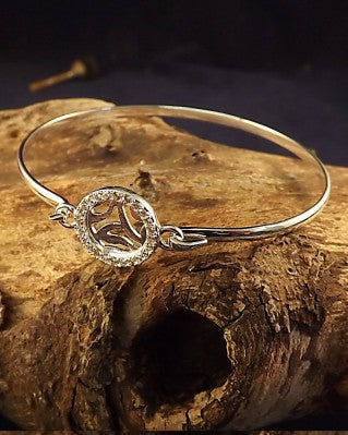 Silver Bangle With CZ For 10mm Cabochon