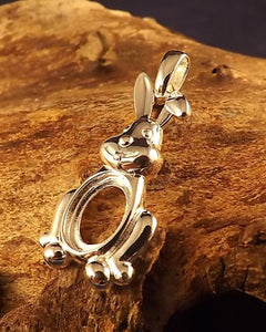 Silver Rabbit Pendant For Cabochon Approx 10x8