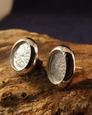 Silver Cushion Edge Earring Studs For Mounting Stones