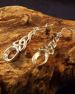 Celtic Silver Drop Earrings Mountings For 7x5 Setting