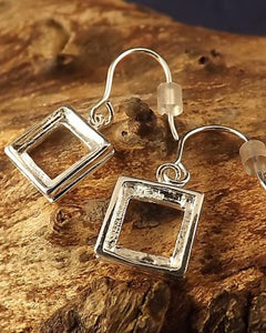 Silver Drop Earrings Square For 8x8 Stone