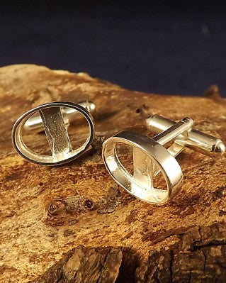 14x10 Silver Cufflink Mounts Without Stones