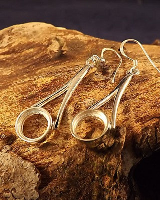 Silver Ear Drop Mount For 8mm Round Stone