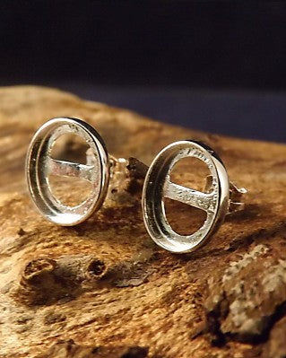Plain Edge Silver Stud Earring For Cabochons.also In Gold