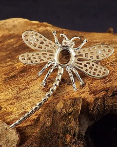 Silver Dragonfly Brooch Mount For 8x6 Stone