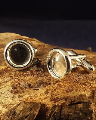 Solid Silver Cufflink Setting For 10 or 12mm Cabochons