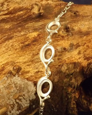3 Stone Chain Bracelet Setting For 8x6 Cabochons
