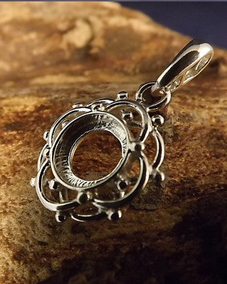 Unset Silver Pendant Mount For 8MM