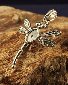 Silver Dragonfly Pendant Setting For 7x5